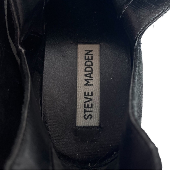 STEVE MADDEN Raisie Suede Leather Black Ankle Booties with Cutout Women’s Size 8 - Picture 4 of 9